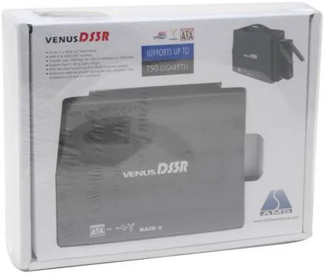 Alt view image 5 of 5 - AMS VENUS DS3R DS-2320SCBK Aluminum, ABS plastic 3.5" SATA 1 -USB2.0 port 2 -FireWire 400 (6-pin) port External Enclosure