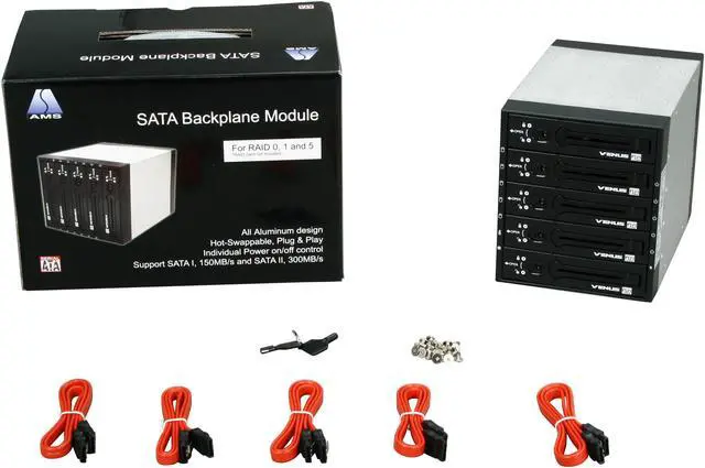 Alt view image 6 of 6 - AMS DS-3151SSBK Aluminum 3.5" Black SATA SATA SATA Backplane Module