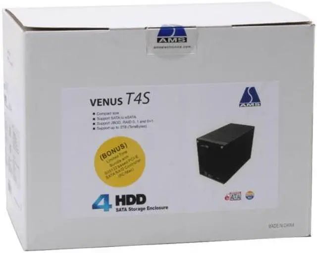 Alt view image 3 of 3 - AMS DS-2340SES SATA eSATA VENUS T4S External Enclosure