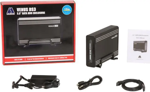 Alt view image 6 of 6 - AMS DS-309SUES Aluminum 3.5" Black SATA USB 2.0 & eSATA External Enclosure