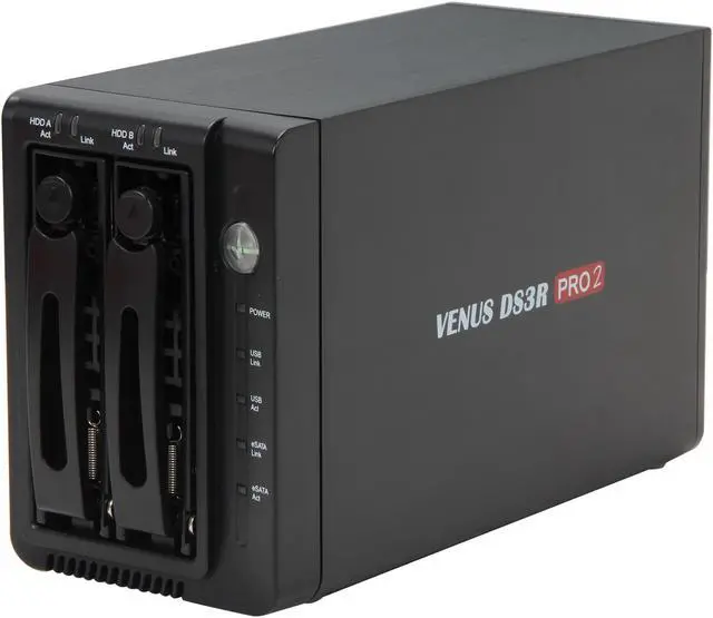 Main image of AMS VENUS DS-DS3RPRO2 Aluminum / Plastic 3.5" Black SATA I/II/III USB 3.0 & eSATA 2 Bay Hot-Swappable RAID Storage Enclosure