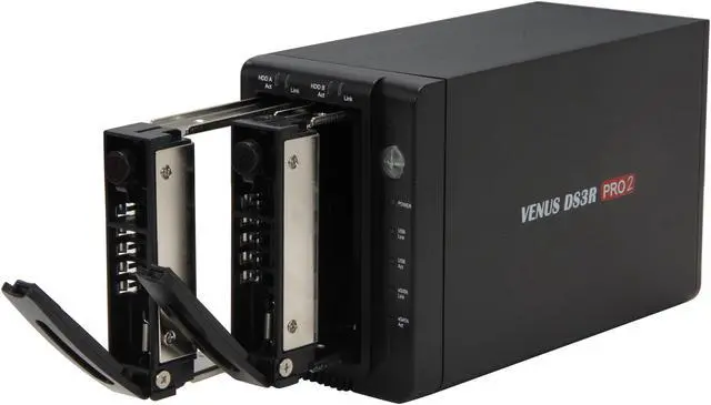 Alt view image 6 of 6 - AMS VENUS DS-DS3RPRO2 Aluminum / Plastic 3.5" Black SATA I/II/III USB 3.0 & eSATA 2 Bay Hot-Swappable RAID Storage Enclosure