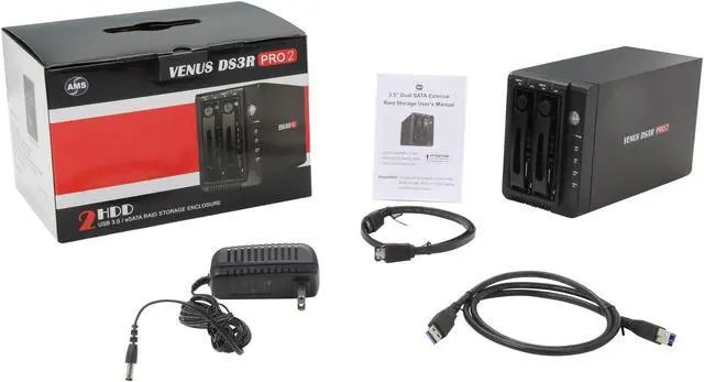 Alt view image 7 of 6 - AMS VENUS DS-DS3RPRO2 Aluminum / Plastic 3.5" Black SATA I/II/III USB 3.0 & eSATA 2 Bay Hot-Swappable RAID Storage Enclosure