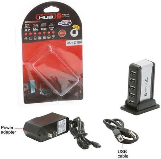 Alt view image 10 of 10 - Link Depot USH-271BK Black 7-port USB 2.0 Hub with AC Adaptor