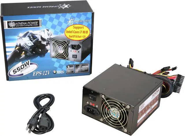 Alt view image 7 of 7 - Athena Power AP-P4ATX55FEC Continuous 550W @ 40°C EPS12V Ver. 2.91 SLI Ready CrossFire Ready Nickel Coating PS2 ATX v2.2/ EPS12V Power Supply - OEM