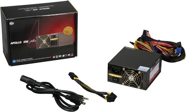 Alt view image 6 of 6 - Athena Power AP-MP4ATX55FEP8 550 W Micro ATX SLI Ready CrossFire Ready 80 PLUS Certified Active PFC Power Supply