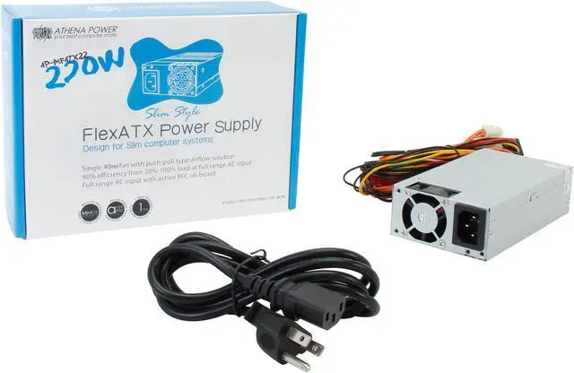 Alt view image 7 of 7 - Athena Power AP-MFATX22 220W Mini ITX / Micro FLEX ATX / ATX12V Active PFC Power Supply for many HP Slimline System Upgrades/Replacement - OEM