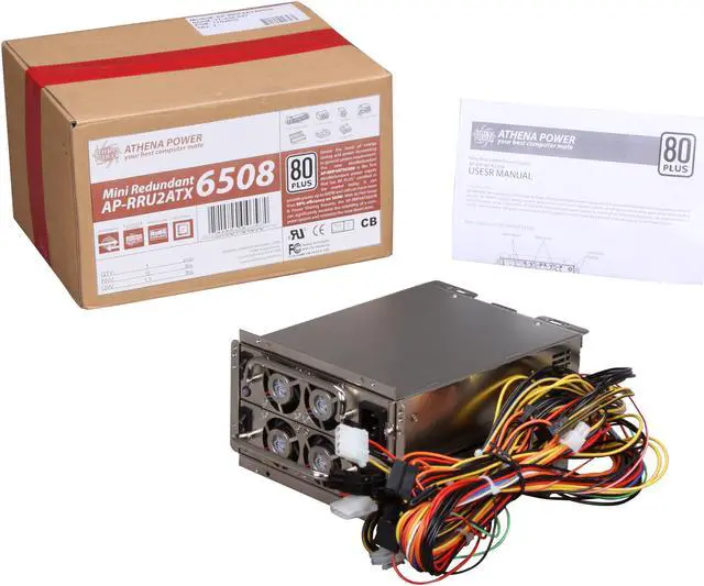 Alt view image 8 of 7 - Athena Power AP-RRP4ATX6508 80 PLUS Certified 20+4Pin 2 x 500W Mini Redundant Server Power Supply
