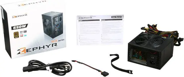 Alt view image 6 of 6 - hec ZEPHYR ZEPHYR650 650W Continuous @ 40°C ATX12V V2.2 / EPS12V V2.91 SLI Certified Active PFC Power Supply