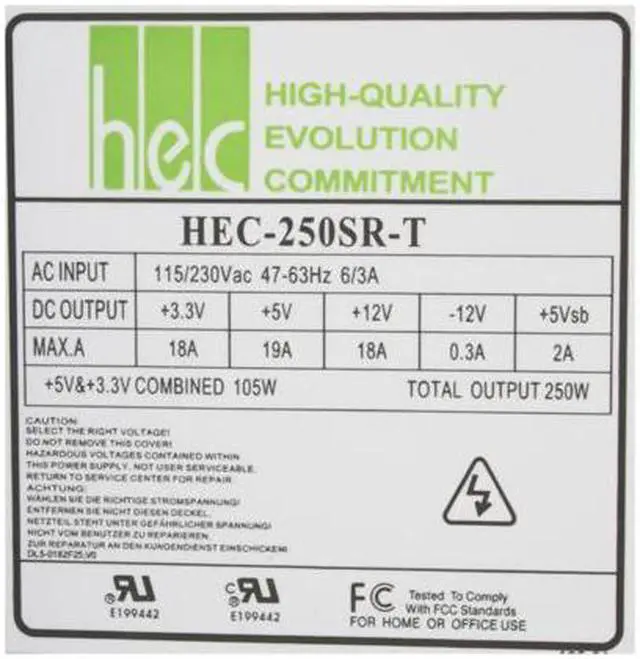 Alt view image 4 of 6 - hec HEC250SRT 250 W SFX12V Power Supply - OEM