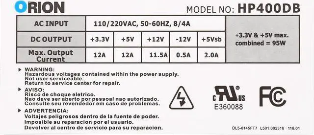 Alt view image 6 of 6 - hec HP400D RETAIL 400 W ATX12V Power Supply - Power Cord Included