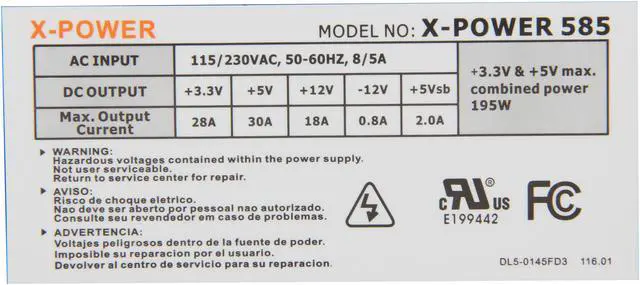 Alt view image 4 of 5 - hec Orion XPOWER585 585W max. ATX12V 2.01 Power Supply - OEM