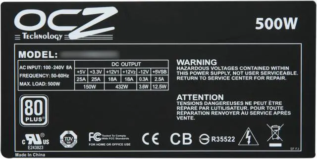 Alt view image 5 of 7 - PC Power & Cooling ModXStream Pro Series 500 Watt 80+ Semi-Modular Active PFC Performance Grade ATX PC Power Supply (OCZ500MXSP)