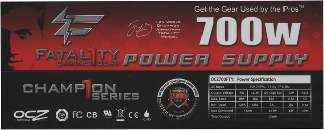 Alt view image 6 of 11 - OCZ Fatal1ty OCZ700FTY 700 W ATX12V / EPS12V SLI Ready CrossFire Ready 80 PLUS Certified Active PFC Power Supply