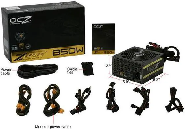 Alt view image 12 of 12 - OCZ Z Series 850W Modular 80PLUS Gold High Performance Power Supply compatible with Intel Haswell Core i3/i5/i7 and AMD Phenom