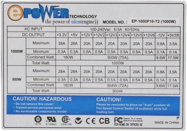 Ep Power ePOWER EP-1000P10-T2 1000 W Power Supply - Newegg.com