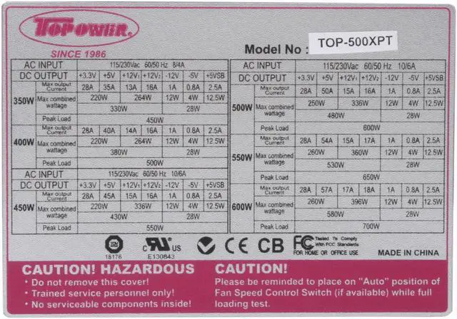 Alt view image 3 of 7 - TOPOWER XPT Series TOP-500XPT 500 W ATX12V Power Supply - OEM