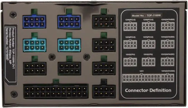 Alt view image 4 of 10 - TOPOWER POWERBIRD TOP-900W 900 W ATX12V V2.3 / EPS12V V2.92 SLI Certified CrossFire Ready 80 PLUS Certified Modular Active PFC Modular SLI Power Supply