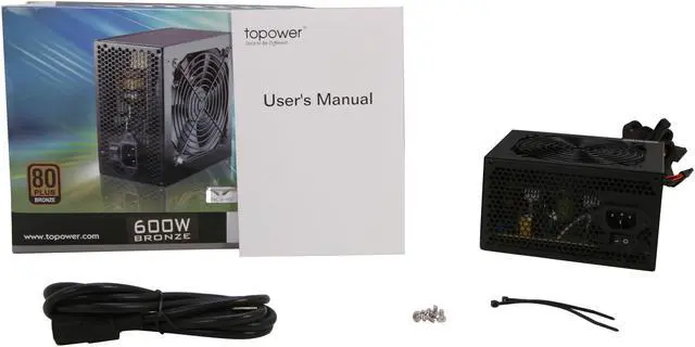 Alt view image 7 of 7 - TOPOWER TOP-600WB 600 W ATX12V v2.3 SLI Ready CrossFire Ready 80 PLUS BRONZE Certified Active PFC Power Supply