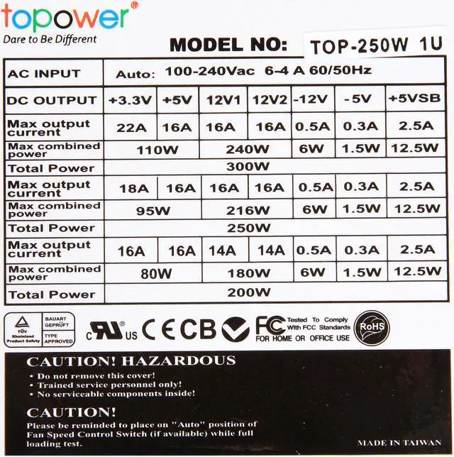 Alt view image 4 of 6 - TOPOWER TOP-250W1U 20+4Pin 250W Single Server Power Supply