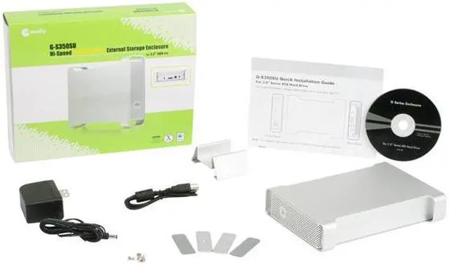 Alt view image 5 of 5 - macally G-S350SU Aluminum 3.5" Silver SATA USB 2.0 & eSATA External Enclosure