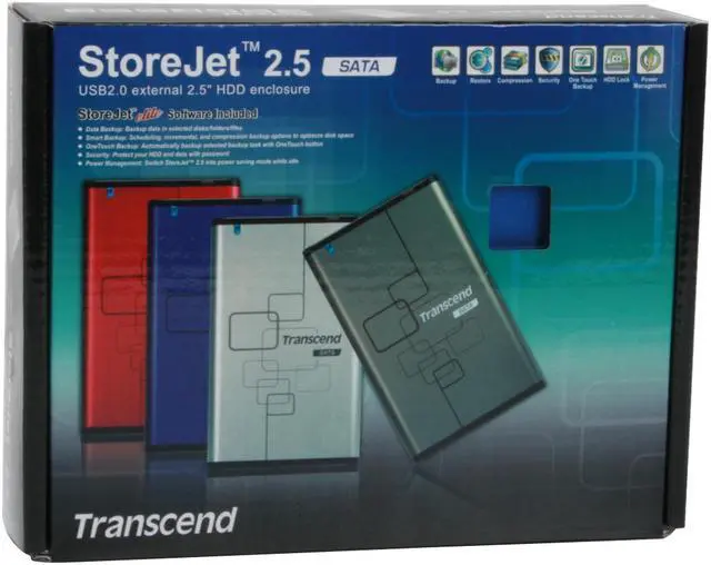 Alt view image 7 of 7 - Transcend TS0GSJ25B-S 2.5" Blue SATA USB 2.0 External Enclosure