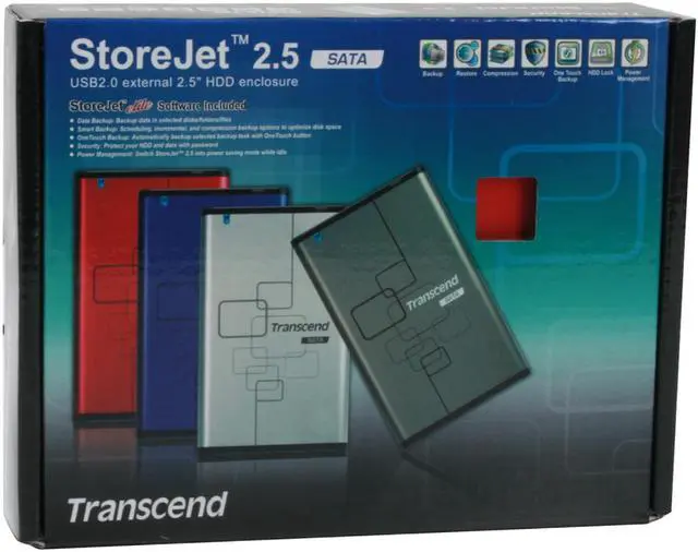 Alt view image 7 of 7 - Transcend TS0GSJ25R-S 2.5" Red SATA USB 2.0 External Enclosure