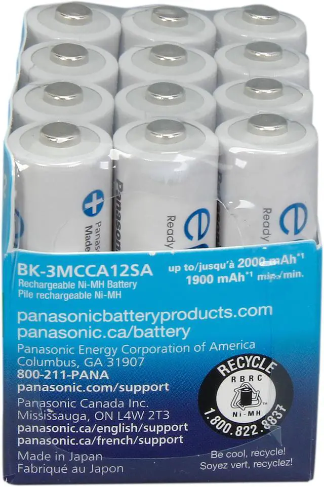 Alt view image 3 of 3 - Panasonic Eneloop AA 2000mAh 2100 Cycle Ni-MH Rechargeable Batteries 12 Pack