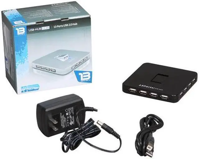 Alt view image 6 of 6 - Koutech IO-HU1310 13-Port Hi-Speed USB 2.0 External Hub - Black