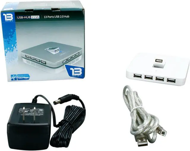 Alt view image 6 of 6 - Koutech IO-HU1311 13-Port Hi-Speed USB 2.0 External Hub - White