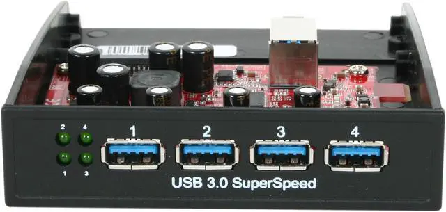 Alt view image 2 of 5 - Koutech IO-FPH430 4-Port SuperSpeed USB 3.0 Front Panel Hub (3.5")