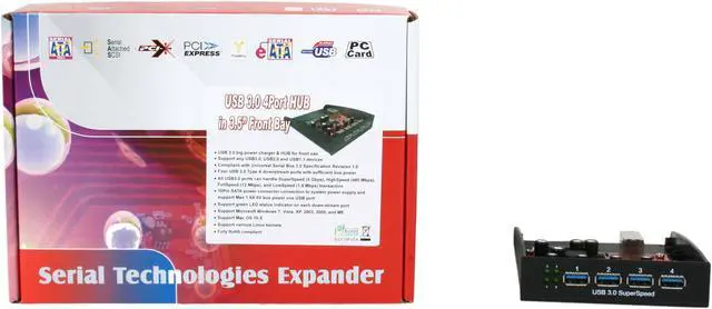 Alt view image 5 of 5 - Koutech IO-FPH430 4-Port SuperSpeed USB 3.0 Front Panel Hub (3.5")