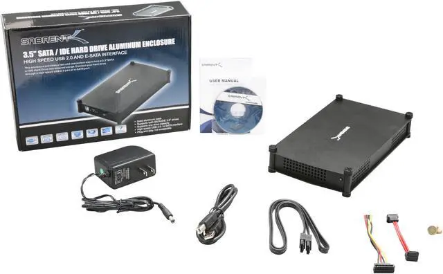 Alt view image 5 of 5 - SABRENT ECS-STU35K Aluminum 3.5" Supports Standard 3.5" Serial ATA or IDE Hard Drives USB 2.0 Black External Enclosure - OEM