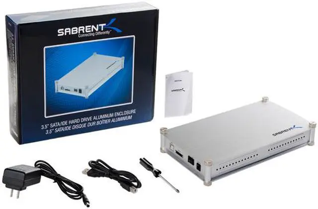 Alt view image 5 of 5 - SABRENT ECS-STU35 Aluminum 3.5" Supports Standard 3.5" Serial ATA or IDE Hard Drives USB 2.0 White External Enclosure