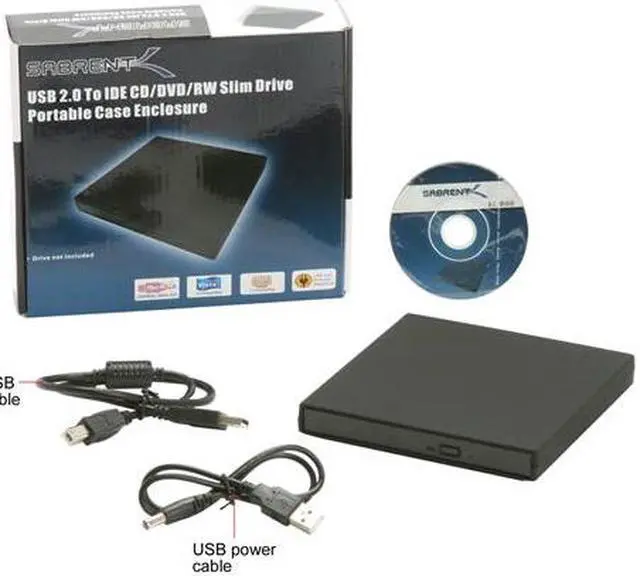 Alt view image 10 of 10 - SABRENT EC-BIDE Black IDE USB 2.0 CD/DVD-RW Slim Notebook Drive Enclosure