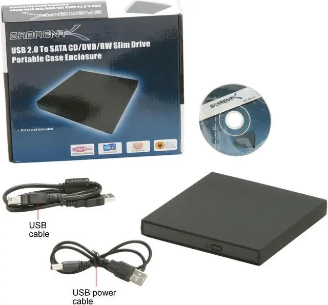 Alt view image 3 of 3 - SABRENT EC-BSAT Black SATA USB 2.0 CD/DVD-RW Slim Notebook Drive Enclosure