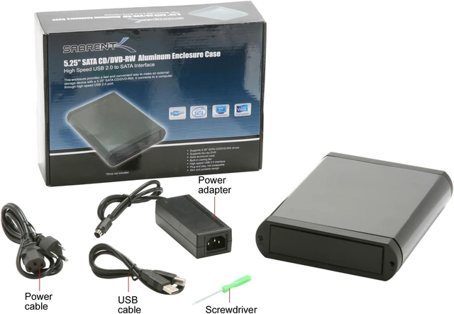 Alt view image 10 of 10 - SABRENT EC-ST5B Aluminum 5.25" Black SATA USB 2.0 CD/DVD Enclosure