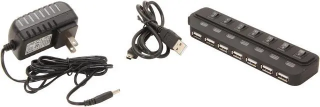 Alt view image 5 of 6 - Sabrent  USB-H7PS 7-port USB 2.0 Hub and Stand-Alone USB Charging Station with AC Adaptor