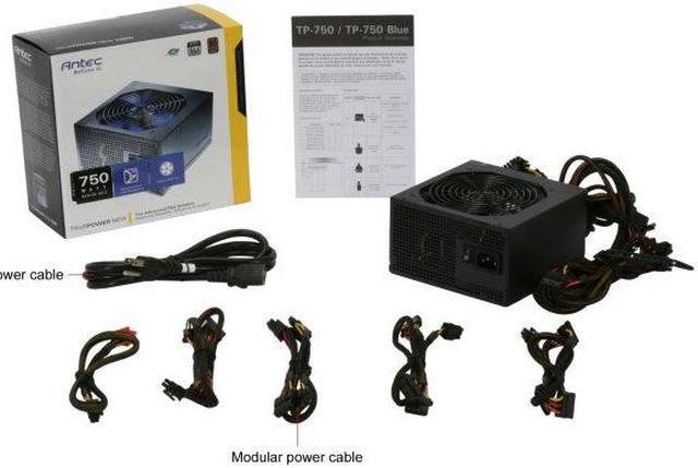 Alt view image 9 of 11 - Antec TruePower New TP-750 Blue 750W Continuous Power ATX12V V2.3 / EPS12V V2.91 SLI Certified CrossFire Ready 80 PLUS BRONZE Certified Active PFC "compatible with Core i7/Core i5" Power Supply