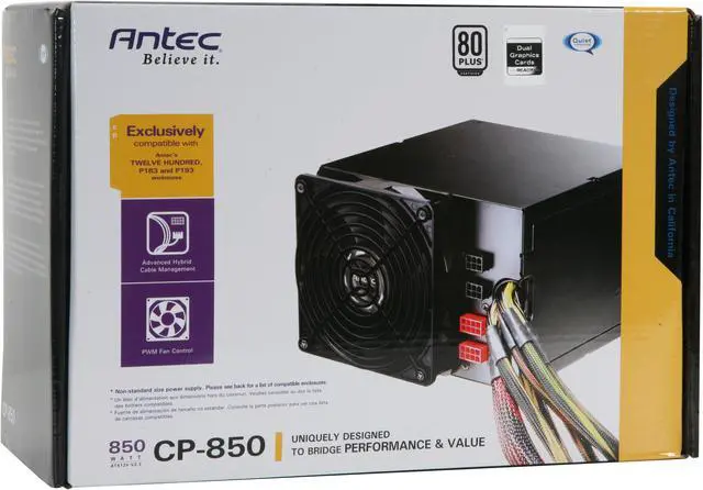Alt view image 9 of 9 - Antec CP-850 850W Continuous Power CPX SLI Certified CrossFire Ready 80 PLUS Certified Modular Active PFC "compatible with Core i7" Power Supply
