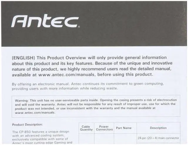 Alt view image 8 of 9 - Antec CP-850 850W Continuous Power CPX SLI Certified CrossFire Ready 80 PLUS Certified Modular Active PFC "compatible with Core i7" Power Supply
