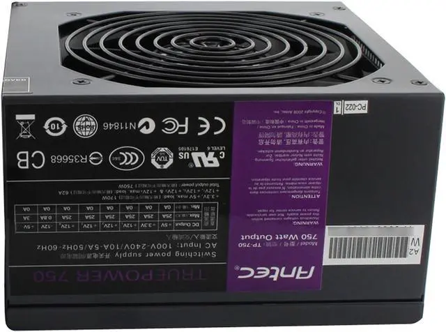 Alt view image 6 of 11 - Antec TruePower New TP-750 750W Continuous Power ATX12V V2.3 / EPS12V V2.91 SLI Certified CrossFire Ready 80 PLUS BRONZE Certified Active PFC "compatible with Core i7/Core i5" Power Supply