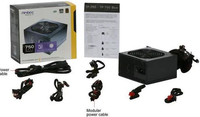 Alt view image 11 of 11 - Antec TruePower New TP-750 750W Continuous Power ATX12V V2.3 / EPS12V V2.91 SLI Certified CrossFire Ready 80 PLUS BRONZE Certified Active PFC "compatible with Core i7/Core i5" Power Supply