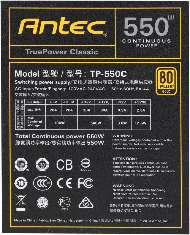 Alt view image 5 of 7 - Antec TruePower Classic series TP-550C 550 W ATX12V / EPS12V 80 PLUS GOLD Certified Power Supply