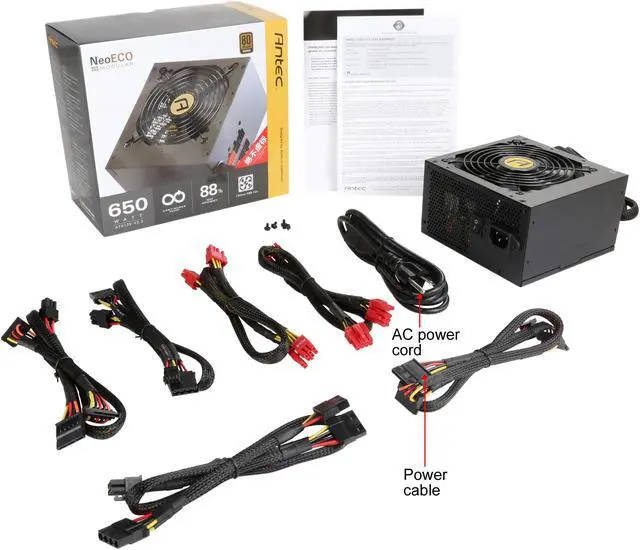 Alt view image 8 of 7 - Antec NeoECO Modular Series NE650M 650W, 80 PLUS Bronze, Quiet 120mm Fan, Heavy-duty Caps, 3 Year Warranty
