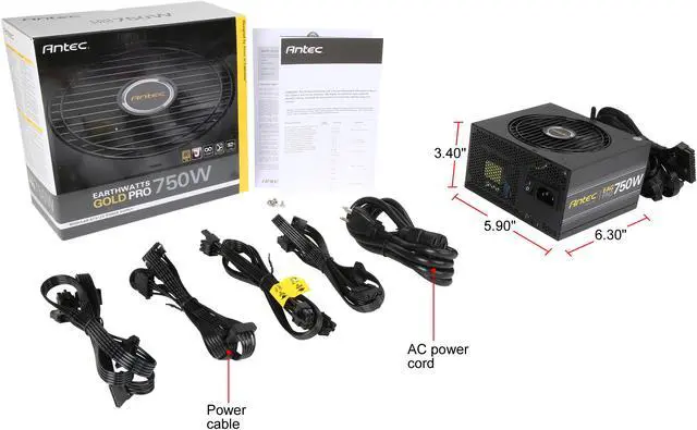 Alt view image 8 of 7 - Antec Earthwatts Gold Pro Series EA750G Pro 750W Semi-Modular, 80 PLUS GOLD, 120mm Silent Fan, PhaseWave Design, 7 Year Warranty