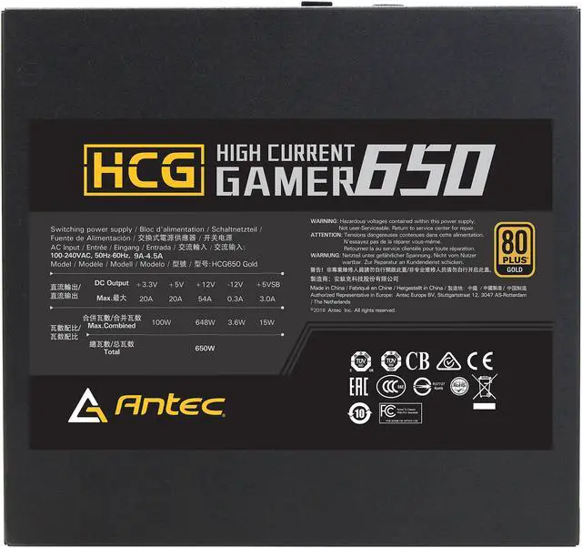 Alt view image 7 of 10 - Antec High Current Gamer Series HCG650 Gold, 650W Fully Modular, Full-Bridge LLC and DC to DC Converter Design, Full Japanese Caps, Zero RPM Manager, Compacted Size 140mm, 10 Year Warranty