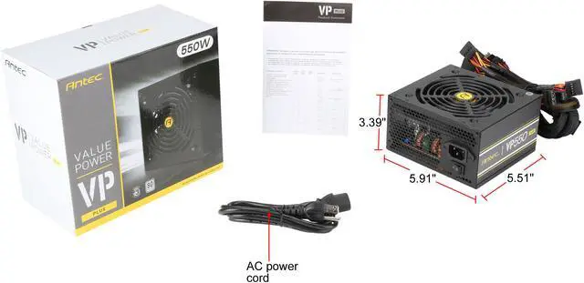 Alt view image 8 of 8 - Antec Value Power Series VP550 Plus, 550W Non-Modular, 80 PLUS Certified, Thermal Manager, CircuitShield Protection, 120mm Silent Fan with 3-Year Warranty