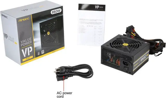Alt view image 7 of 7 - Antec Value Power Series VP650 Plus, 650W Non-Modular, 80 PLUS Certified, Thermal Manager, CircuitShield Protection, 120mm Silent Fan with 3-Year Warranty