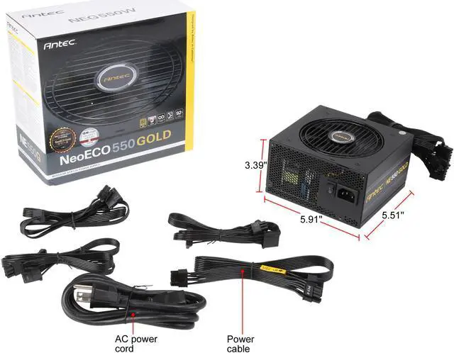 Alt view image 21 of 20 - Antec NeoECO Series NE550G 550W ATX 12V / EPS 12V 80 PLUS GOLD Certified Semi-Modular Compact 140 mm Size 7 Year Warranty Power Supply